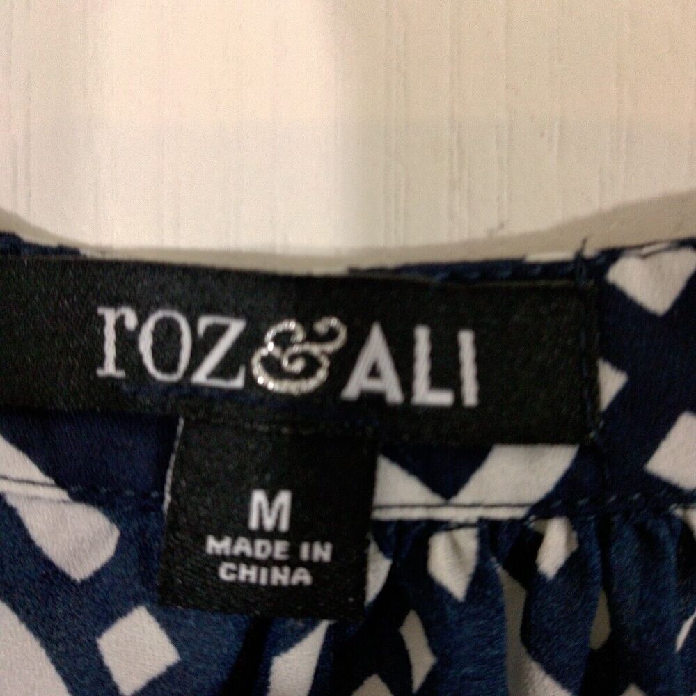 Roz & Ali Womens Med Top Navy Blue White Nautical Blouse Sleeveless Lightweight - Picture 4 of 5